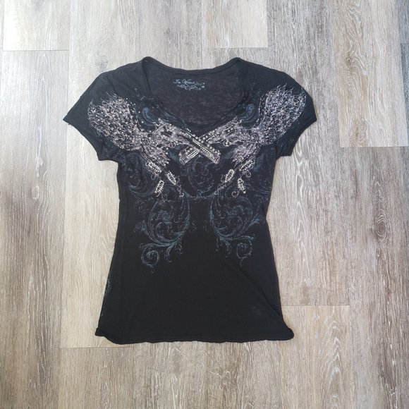 Y2K In Vein black printed tee shirt - Picture 2 of 7